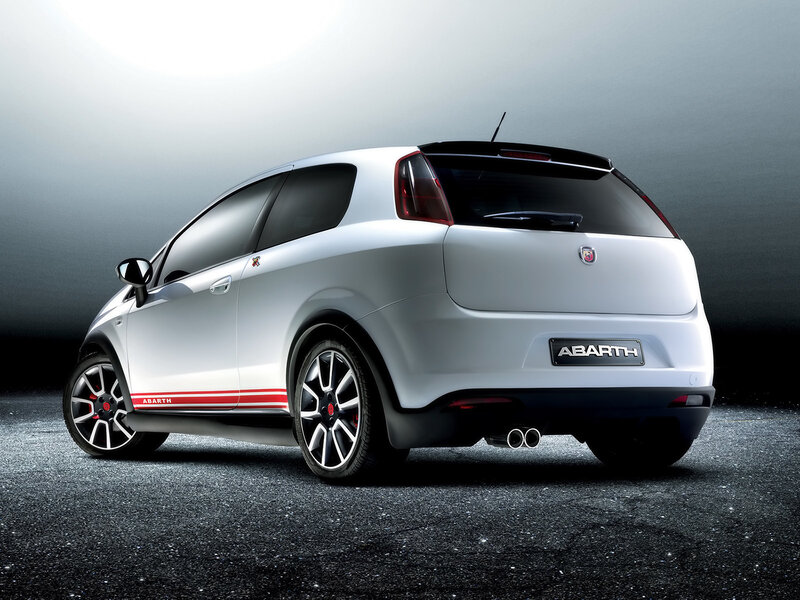 White Abarth car rear view