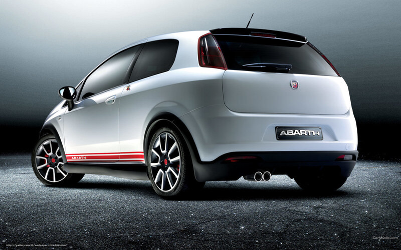 White Abarth car rear view