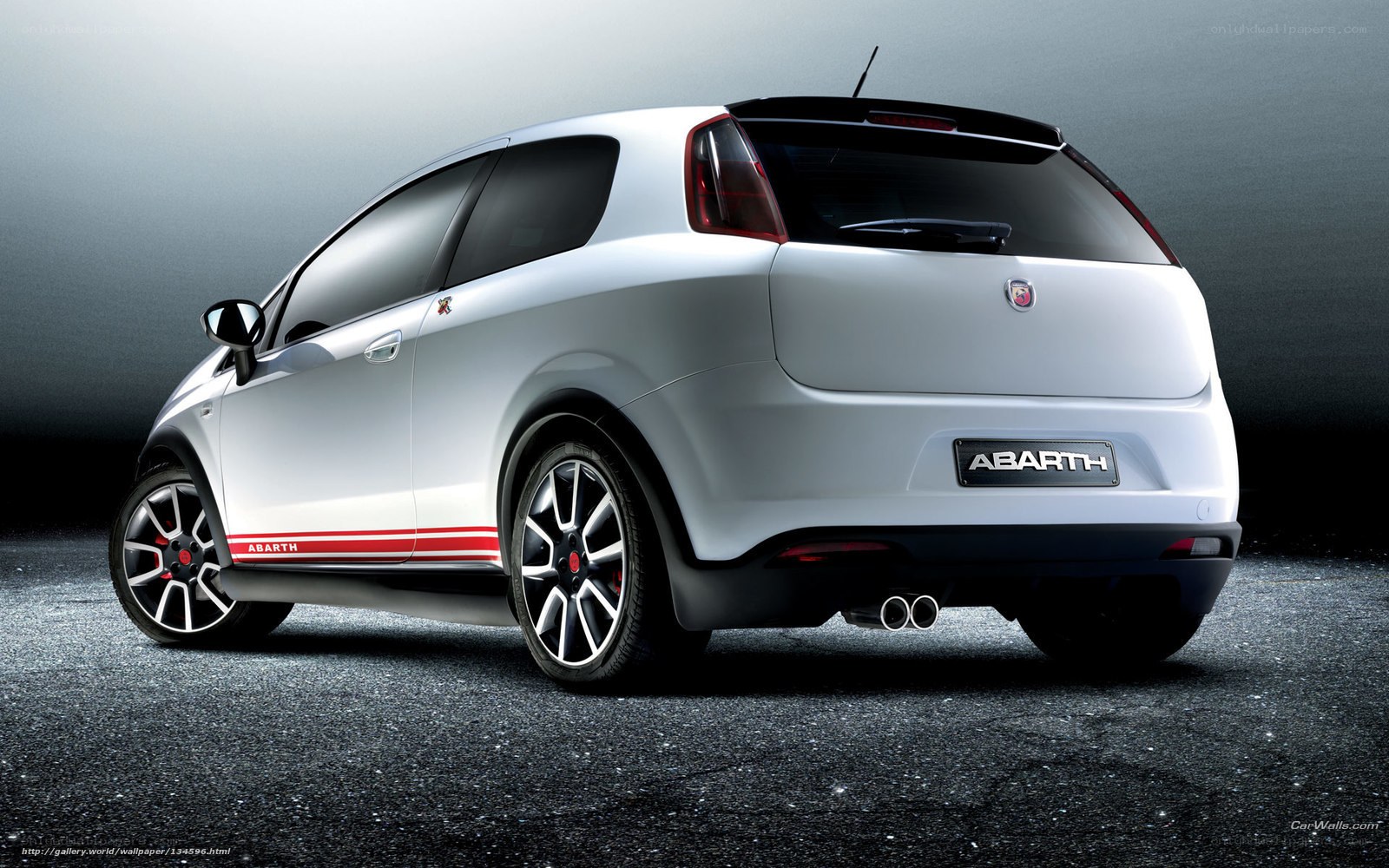 White Abarth car rear view
