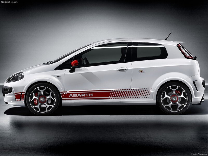 White Abarth car side profile