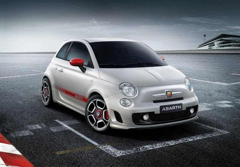 White Abarth Car — Silver, Dramatic, Photograph, Race Track, Building, Black, Red