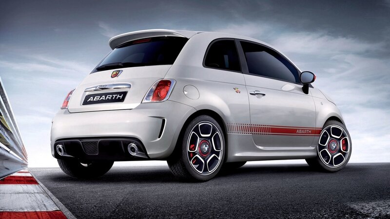 White Abarth Car — Silver, Dramatic, Photograph, Road, Sky