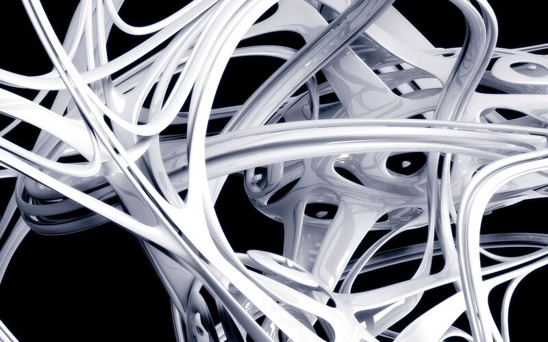 White Abstract Tubes — 3d Render, Black Background