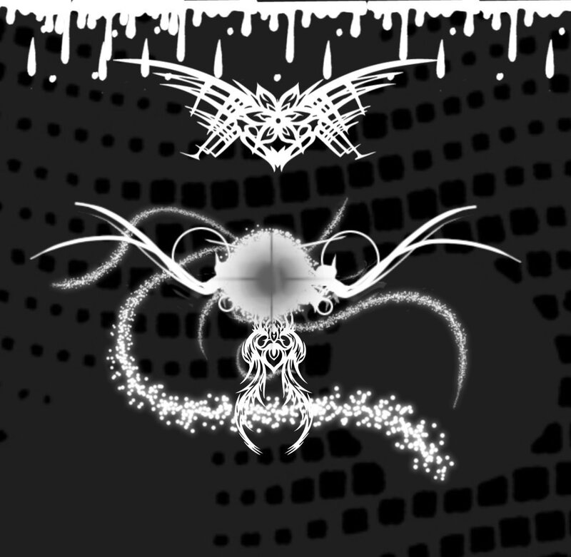 white abstract winged design