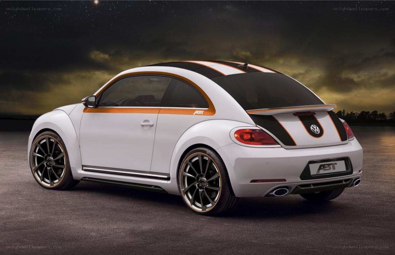 White ABT Beetle with orange stripes