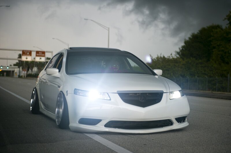 White Acura Tl Sedan — Dramatic, Night, Photograph, Car