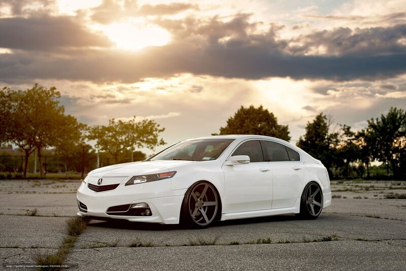 White Acura Tl Sedan — Dramatic, Sunset, Photograph