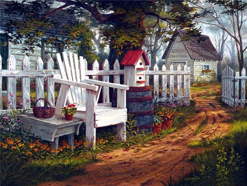 White Adirondack Chair — Green, Serene