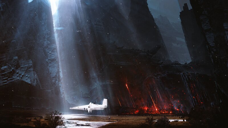 White Aircraft in Canyon