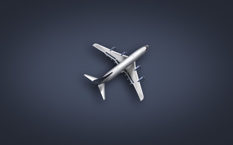 White Airplane in Flight — Gray, Calm