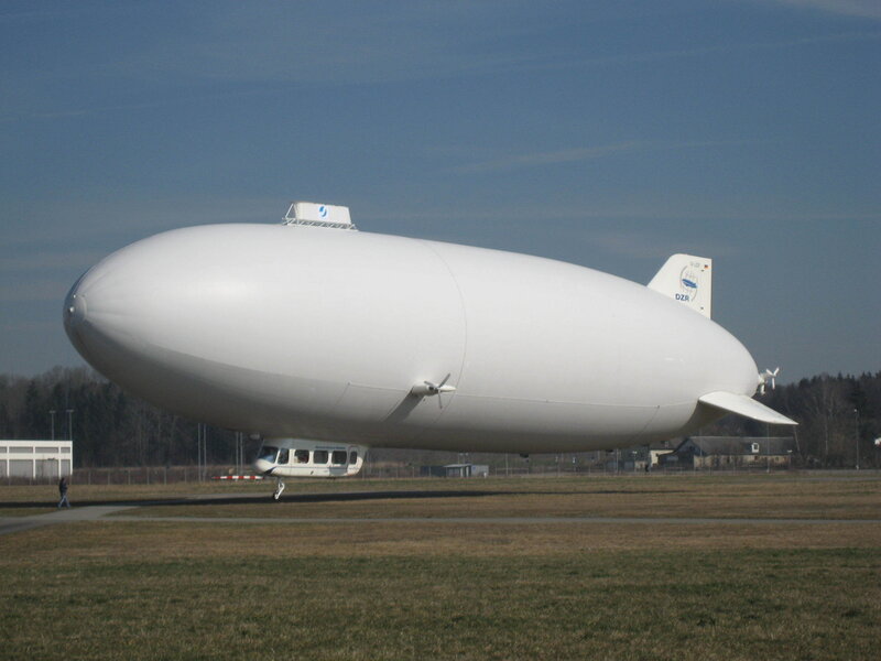 White airship on a field
