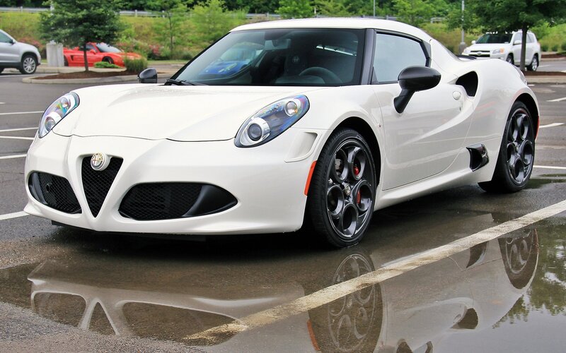 white alfa romeo 4c sports car
