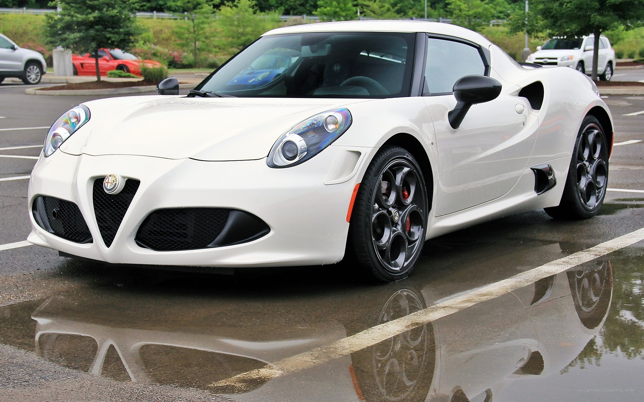 white alfa romeo 4c sports car