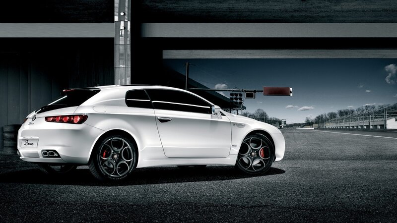 White Alfa Romeo Brera on racetrack
