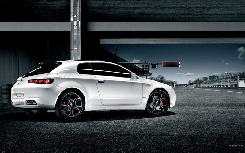 white alfa romeo brera on racetrack