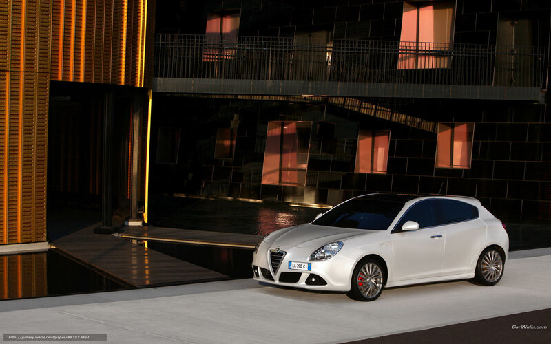 White Alfa Romeo Giulietta — Dramatic, Sunset