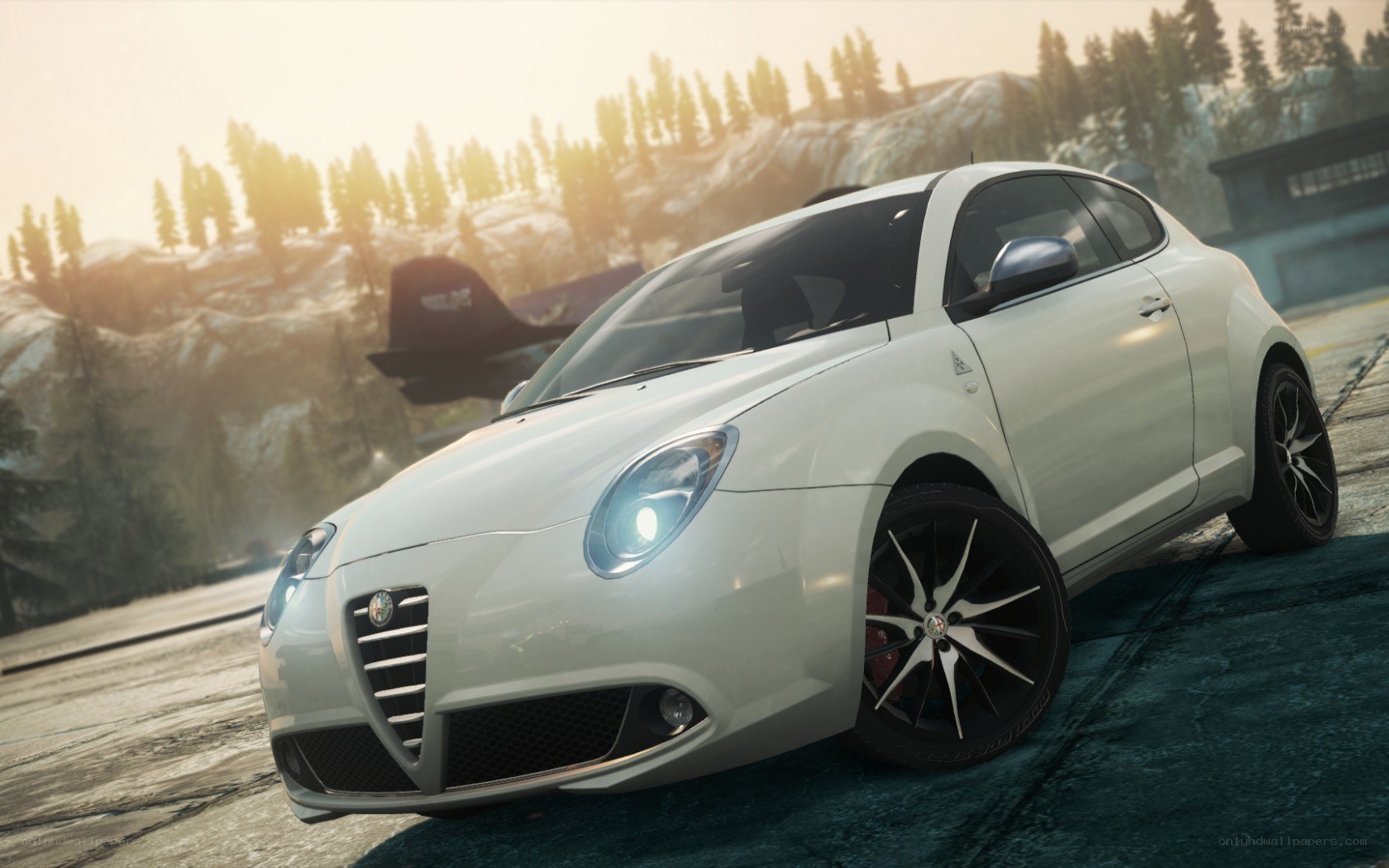 white alfa romeo in forest