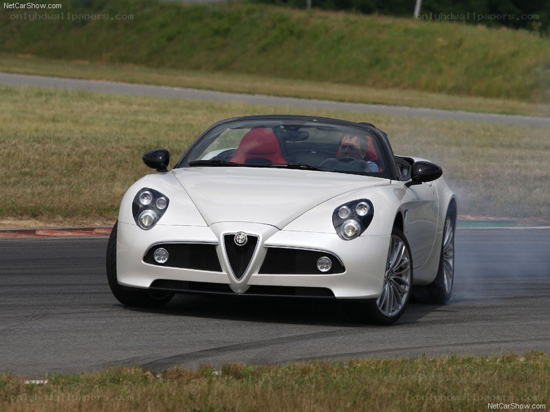 white alfa romeo spider on track
