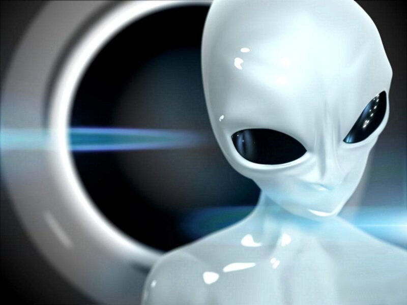 White Alien Figure — Dramatic, 3d Render, Circle