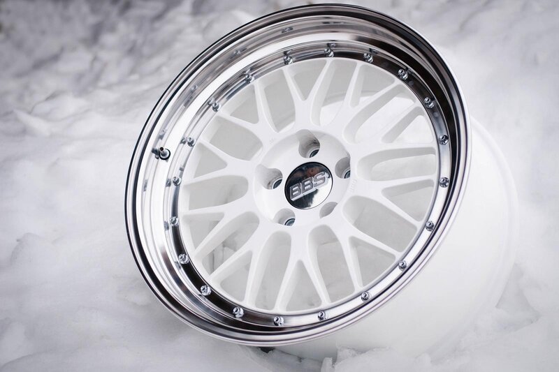 white alloy wheel in snow