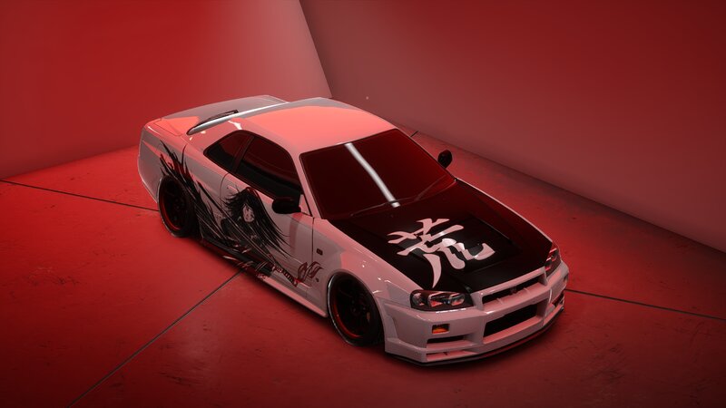 White and Black Car — Red