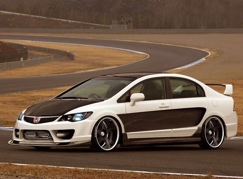 white and black civic on racetrack
