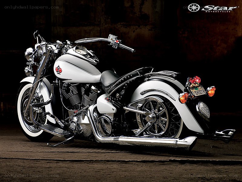 White and black cruiser motorcycle