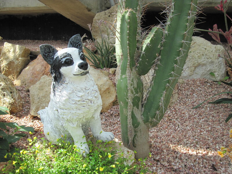 White and Black Dog Statue