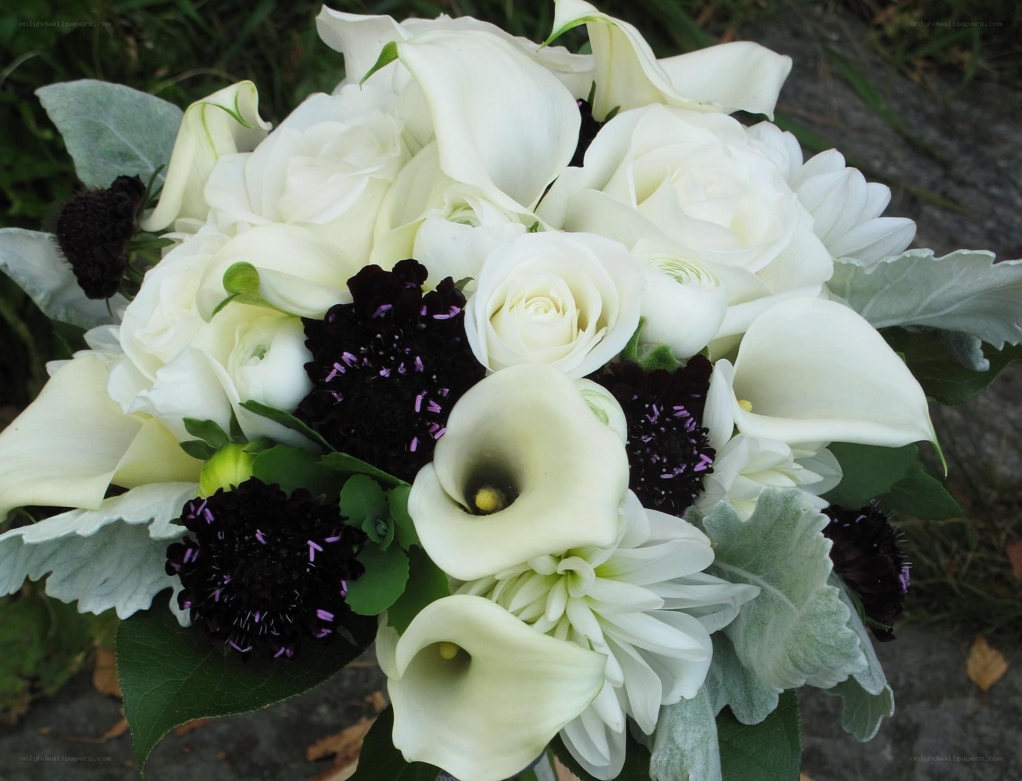 White and black flower bouquet