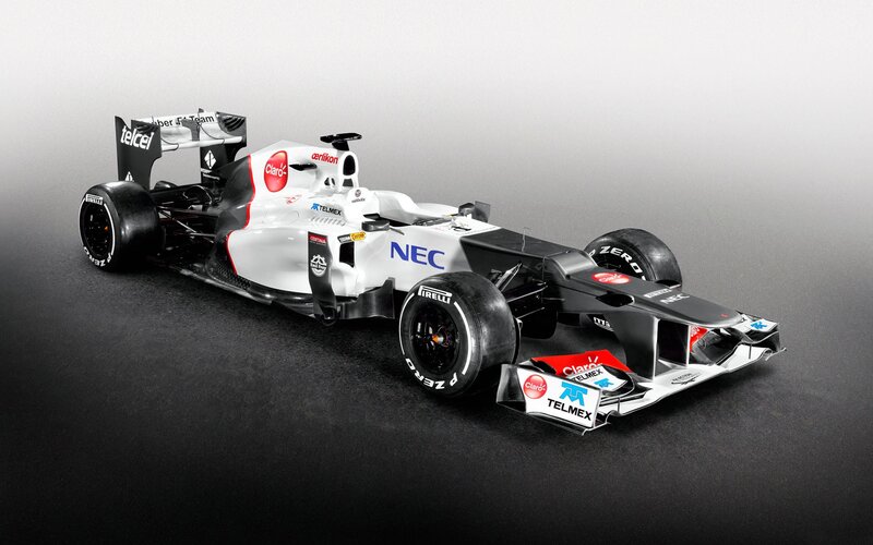 white and black formula one car