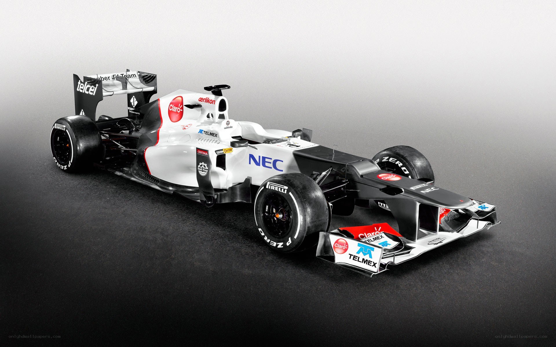 white and black formula one car