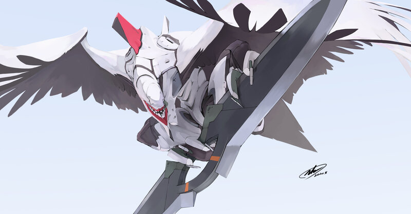 White and Black Mecha Bird