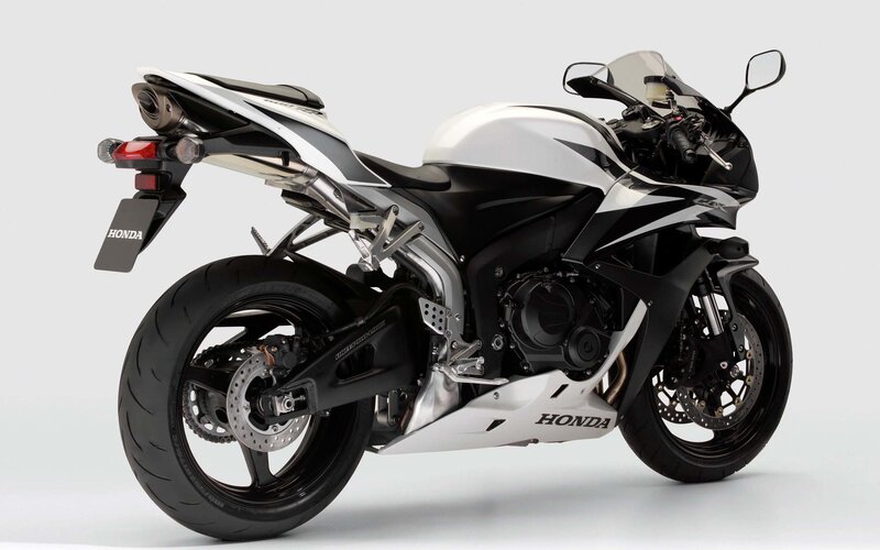 White and Black Motorcycle — Neutral, Photograph, Exhaust Pipe, Rear Wheel