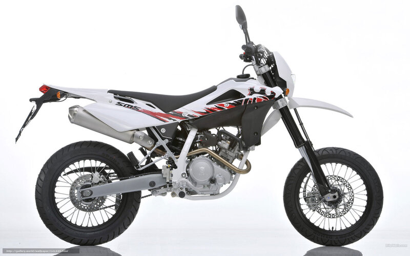 White and Black Motorcycle — Neutral, Photograph, Seat, Exhaust, Spoked Wheels