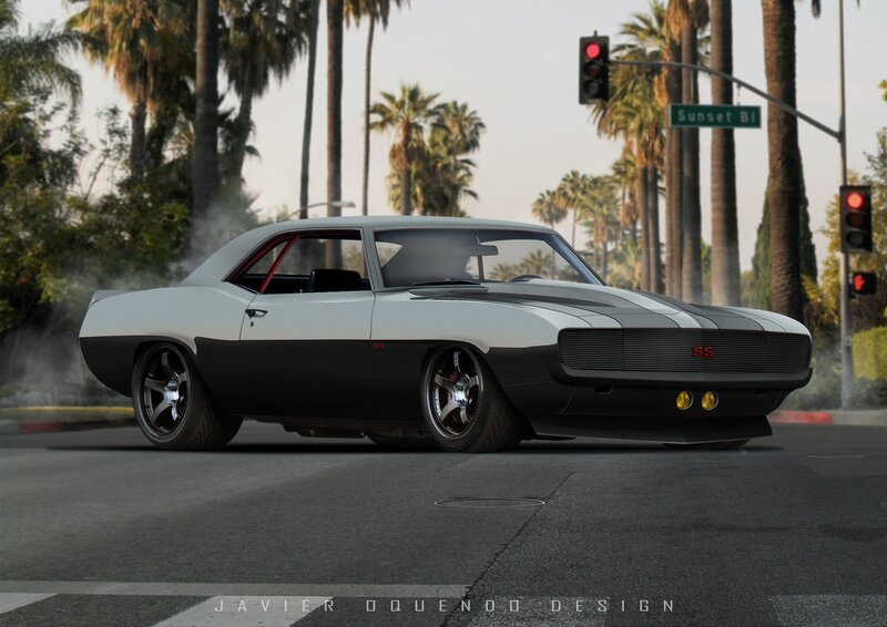 White and Black Muscle Car
