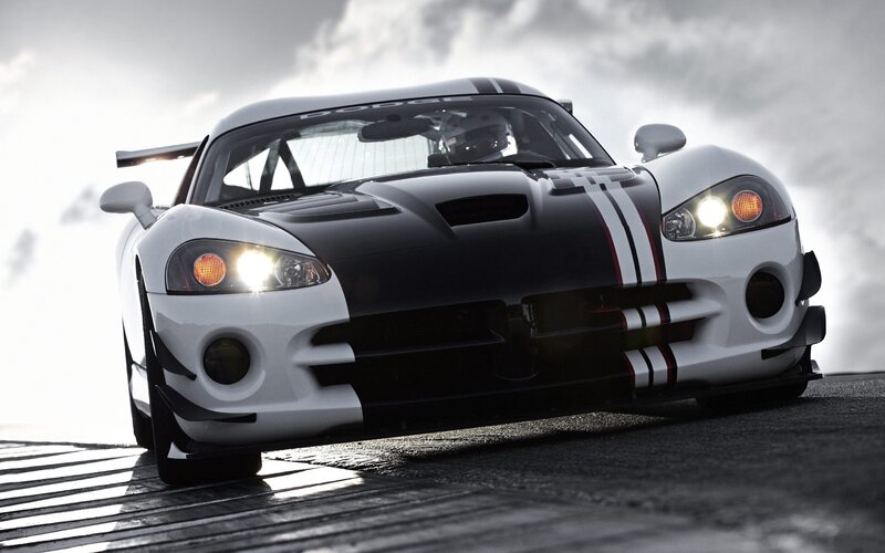 White and Black Race Car — Dramatic