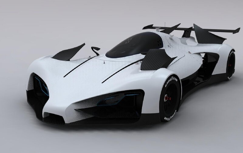 White and Black Race Car — Futuristic