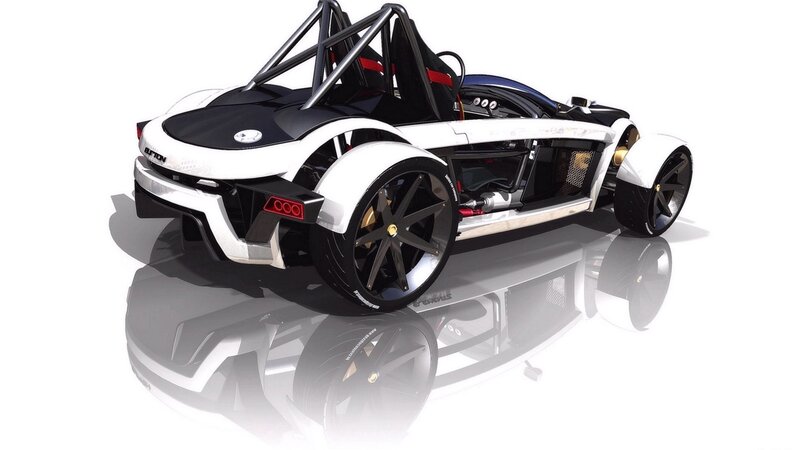 White and Black Race Car — Neutral, 3d Render, Roll Cage, Exposed Engine