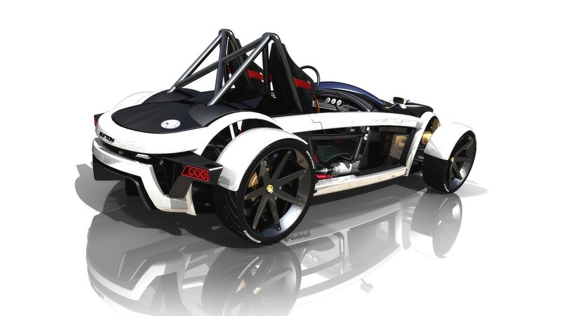 White and Black Race Car — Neutral, 3d Render, Roll Cage