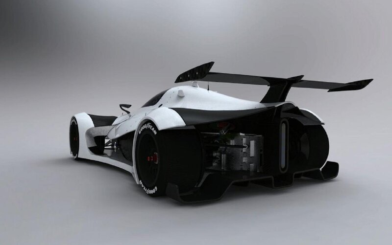 White and Black Race Car — Neutral, 3d Render
