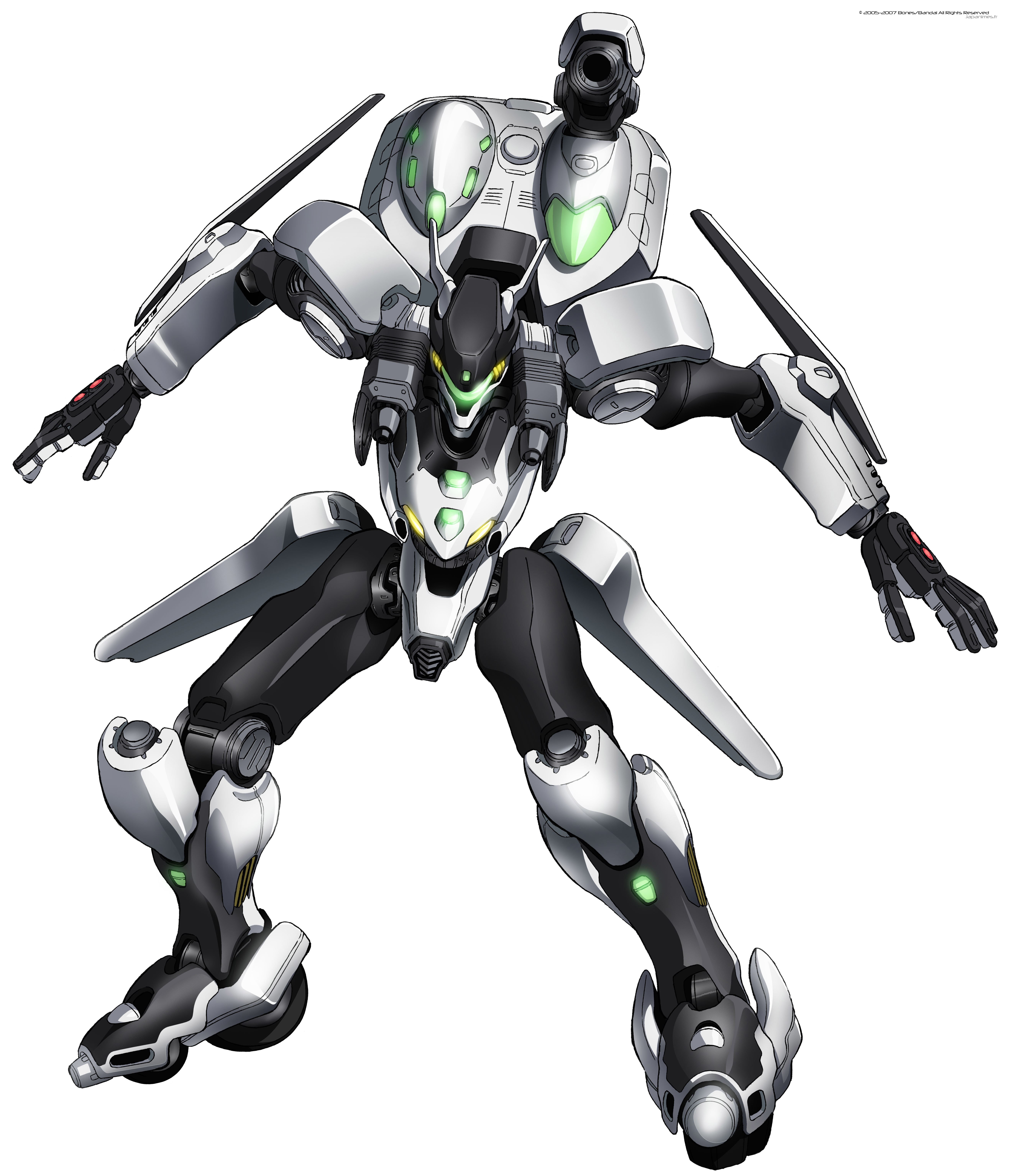 white and black robot mech