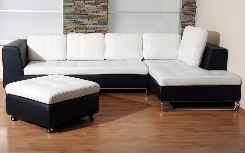 white and black sectional sofa