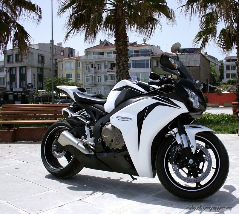 White and black sport motorcycle