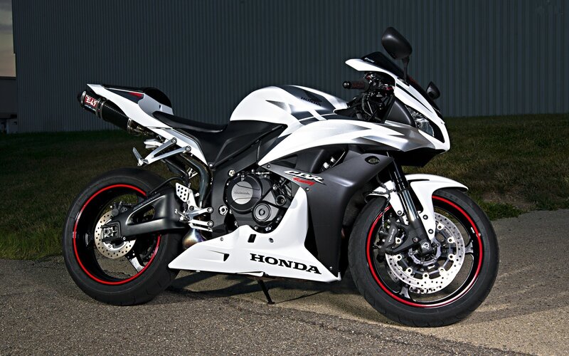 White and Black Sport Motorcycle — Dramatic, Photograph