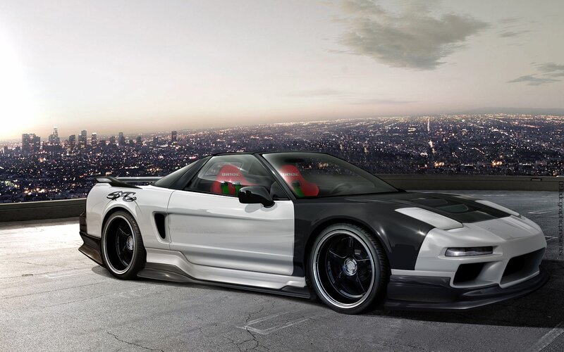 white and black sports car