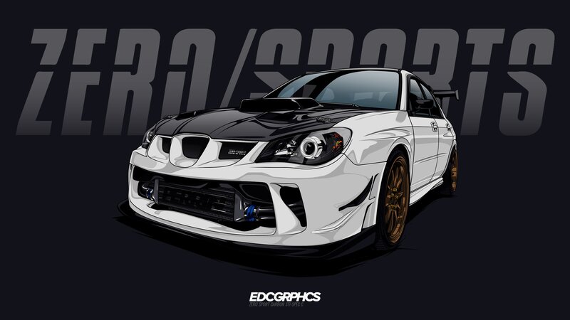 White and Black Sports Car — Dramatic, Digital Art