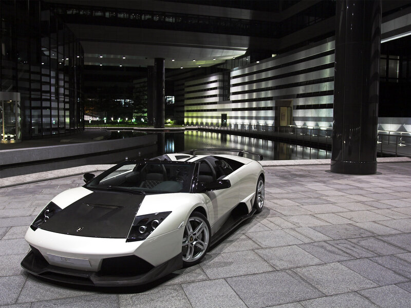 White and Black Sports Car — Dramatic, Night