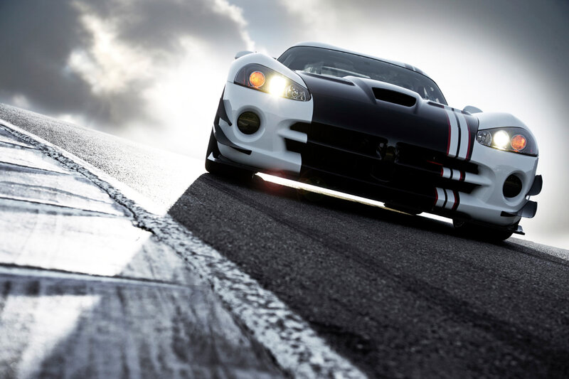 White and Black Sports Car — Dramatic, Photograph