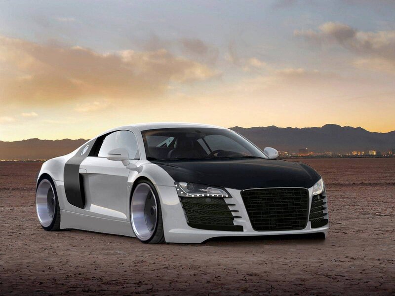 White and Black Sports Car — Dramatic, Sunset, 3d Render, Desert
