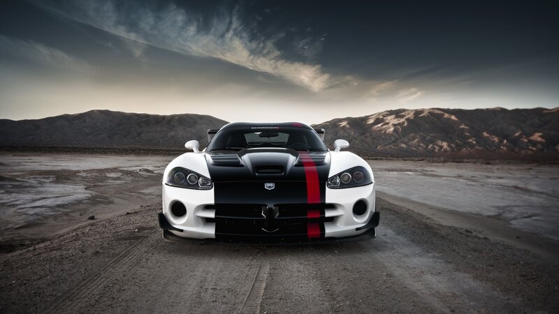 White and Black Sports Car — Dramatic, Sunset